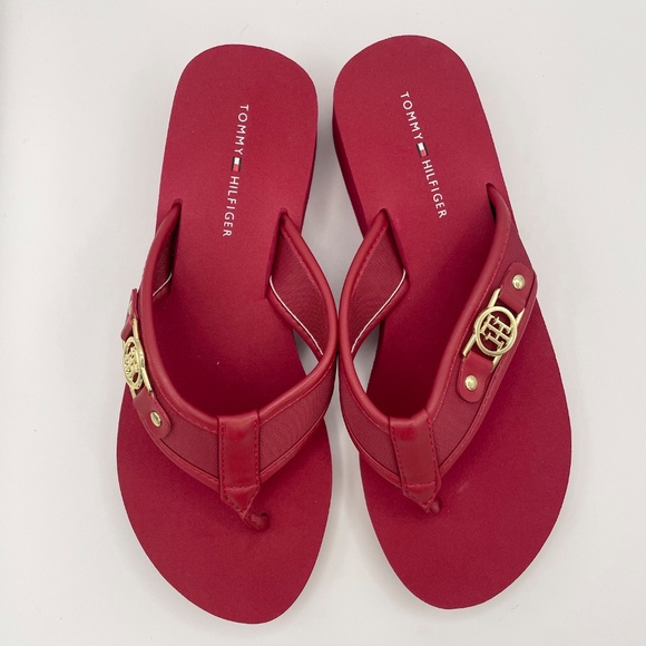 TOMMY HILFIGER Rumia red flip-flop women's sandals Size 6M - Picture 3 of 8